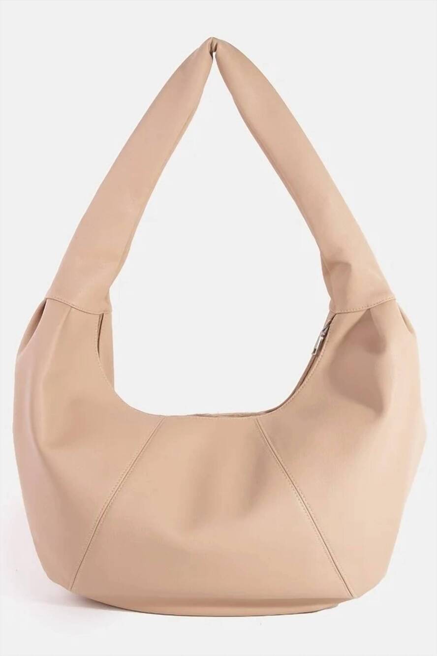 NEW FAME ACCESSORIES women's brooke panel stitch faux leather crescent boho shou